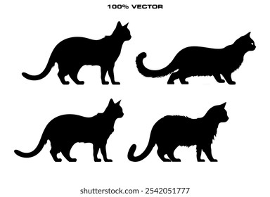 vector isolated silhouette cat set template