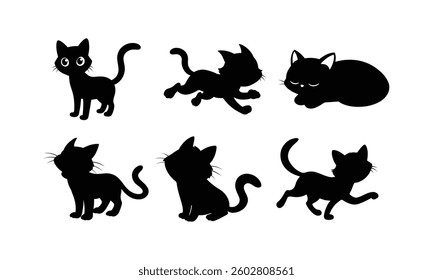 vector isolated silhouette cat set, Cat collection - vector silhouette