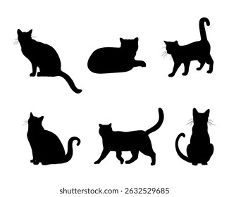 vector isolated silhouette cat set