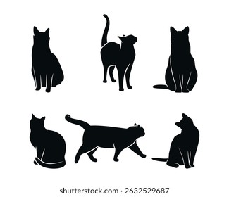 vector isolated silhouette cat set