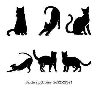 vector isolated silhouette cat set