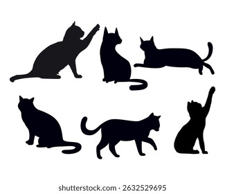vector isolated silhouette cat set