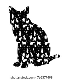 vector, isolated silhouette cat sitting