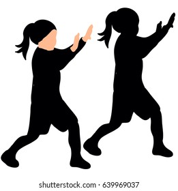 Vector, isolated, silhouette child dancing