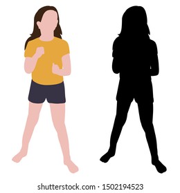 vector, isolated, silhouette of the child and in a flat style, little girl