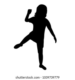 vector, isolated silhouette child, little girl