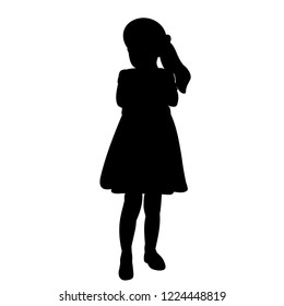 vector isolated silhouette child little girl