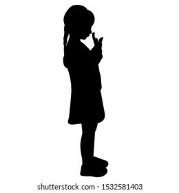 vector, isolated, silhouette of a child on a white background, a little girl is playing