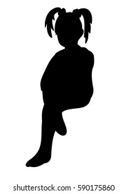 Vector Isolated Silhouette Of A Child Sitting