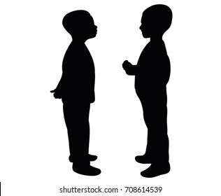 vector, isolated silhouette children communicate