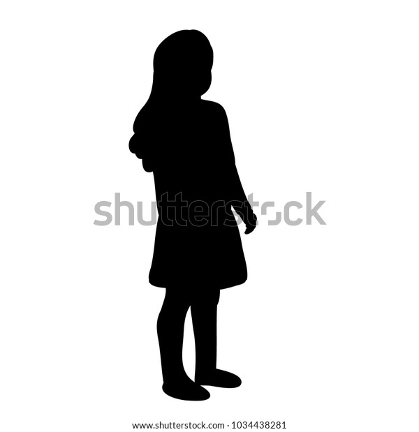 Vector Isolated Silhouette Children Little Girl Stock Vector (Royalty ...