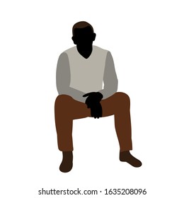 vector, isolated, silhouette in colored clothes, a man sitting