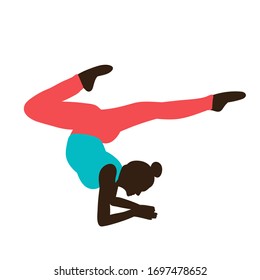 vector, isolated, silhouette in colored clothes gymnast girl