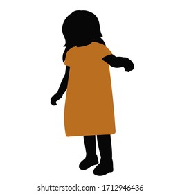 vector, isolated, silhouette in colored clothes child little girl, childhood