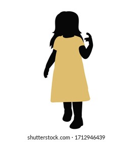 vector, isolated, silhouette in colored clothes little girl, childhood