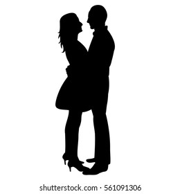 vector, isolated, silhouette couple in love, boy and girl