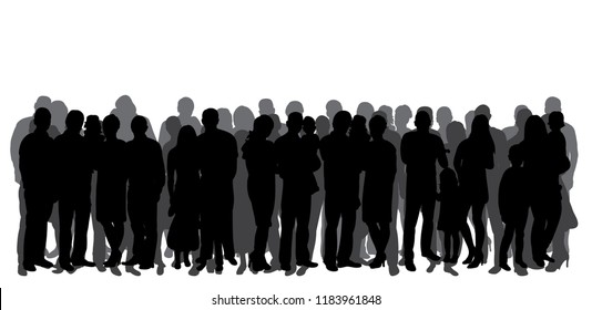 vector, isolated, silhouette of a crowd, group of people