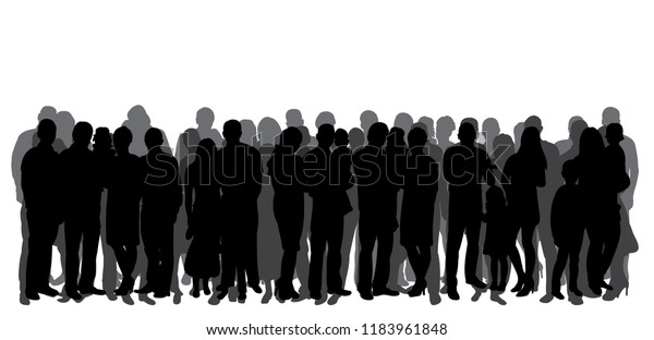 vector,\
isolated, silhouette of a crowd, group of\
people