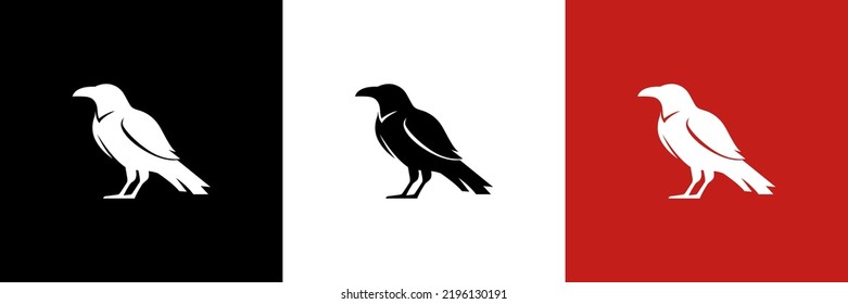 Vector, isolated silhouette of crows, crow, bird, set