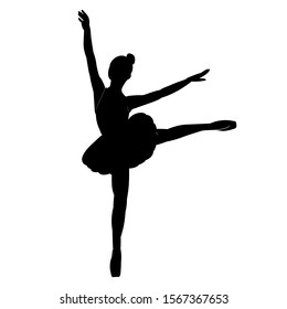 vector, isolated, silhouette of a dancing ballerina
