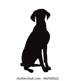 Vector Isolated Silhouette Of A Dog Sitting