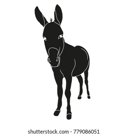 vector, isolated silhouette of a donkey