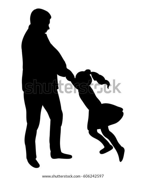 Download Vector Isolated Silhouette Father Daughter Play Stock ...