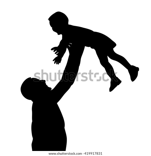 Download Vector Isolated Silhouette Father Son Stock Vector Royalty Free 419917831