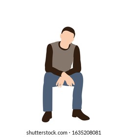 vector, isolated, silhouette in a flat style, a man sits