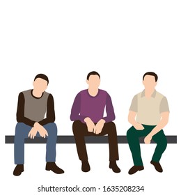 vector, isolated, silhouette in a flat style, men sits