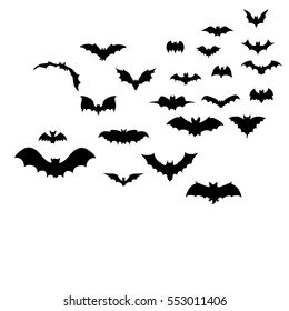 vector, isolated, silhouette of a flying bat