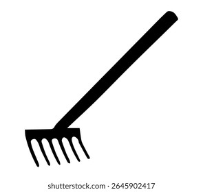 Vector, isolated silhouette of Garden Rake.