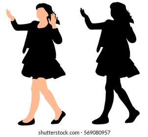 vector, isolated, silhouette girl dancing