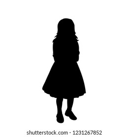 Little Girl Long Dress Looks Down Stock Vector (Royalty Free ...