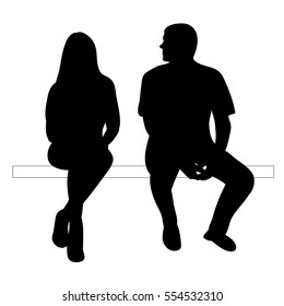 vector isolated silhouette of a girl and a guy are sitting