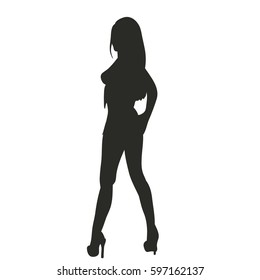 Vector, isolated, silhouette girl sexy posing