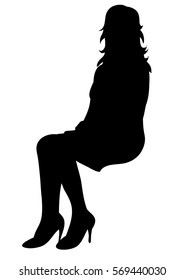 vector, isolated, silhouette of girl sitting