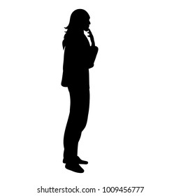 vector, isolated silhouette girl standing