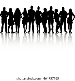 vector, isolated, silhouette group people, each edited separately