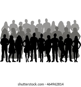 vector, isolated, silhouette group people, each edited separately