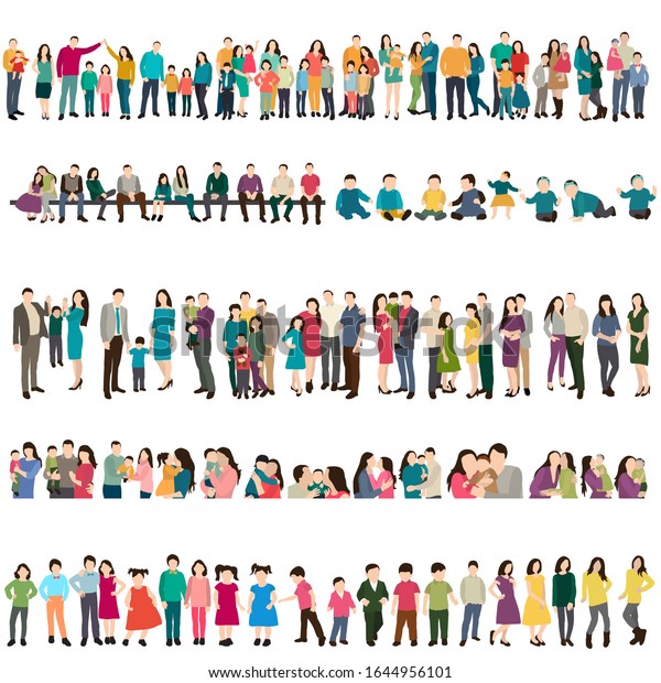 Vector Isolated Silhouette Group People Flat Stock Vector (Royalty Free ...