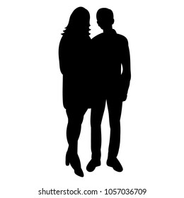 vector, isolated silhouette of a guy and a girl