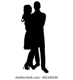 Vector, isolated, silhouette of a guy and a girl, love, a date