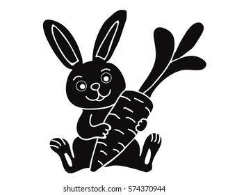 vector, isolated, silhouette, the hare cartoon