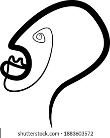 vector isolated  silhouette of  human face in one line.handmade work.logo, print, design, decor element in the trendy style of minimalism