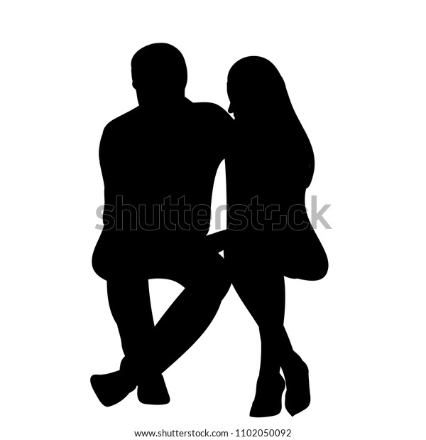 Vector Isolated Silhouette Husband Wife Sitting Stock Vector (Royalty ...