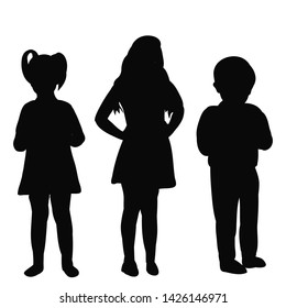 Vector Isolated Silhouette Kids Boys Girls Stock Vector (Royalty Free ...