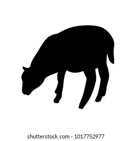 vector isolated silhouette of a lamb on a white background