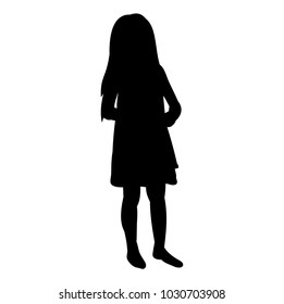 vector, isolated silhouette little girl on white background