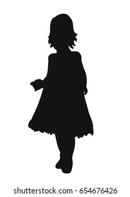 Vector, isolated silhouette little girl